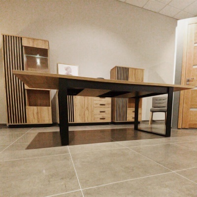 Mesa Jantar Extensível Carvalho e Preto Lamelo