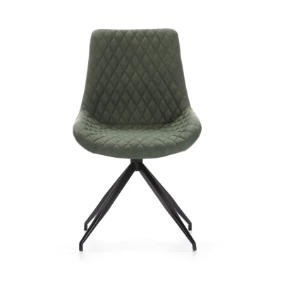 Cadeira de Jantar Giratória 360.º em Pele Verde