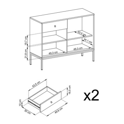 Aparador Azul Navi com Pernas em Preto Mono