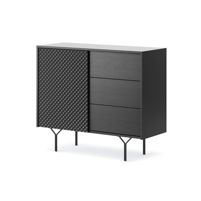 Aparador Minimalista Cinzento e Preto Raven