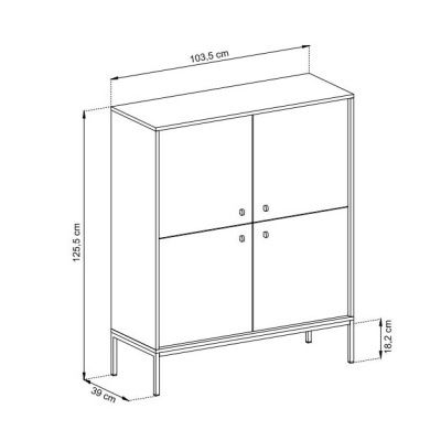 Aparador Alto Bege com Pernas em Preto Mono