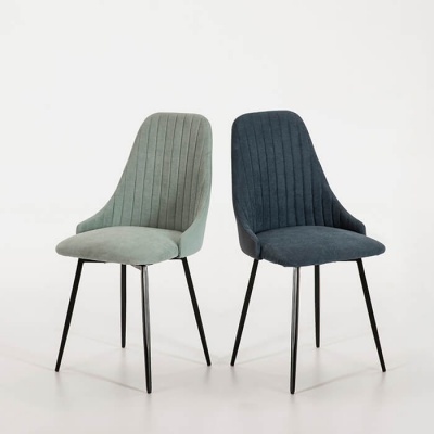 Cadeira Sala de Jantar Giratória Elma em Tecido Azul Turquesa | Conjunto de 2 Unidades