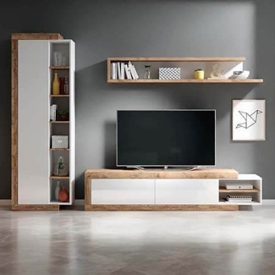 Móveis de Sala Modernos em Branco e Carvalho | Sintra