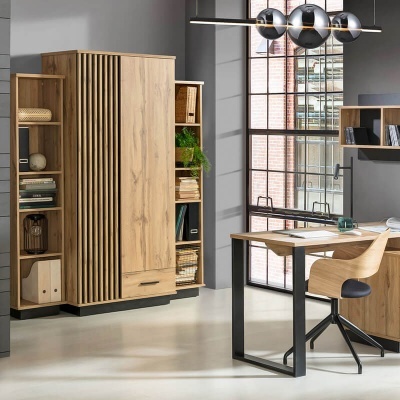 Estante Alta Carvalho e Preto Lamelo