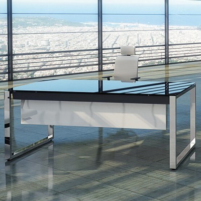 Secretária Cromado e Preto Cristal Oxygen