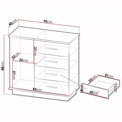 Aparador Laminado Carvalho e Preto Lamelo