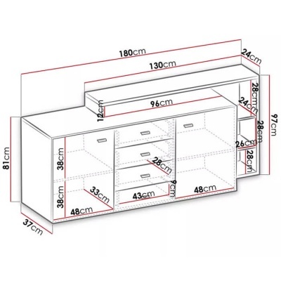 Aparador com Estante Bota | Branco e Cinza Betão