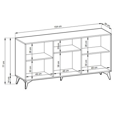 Aparador Largo em Carvalho Natural e Preto Diamond