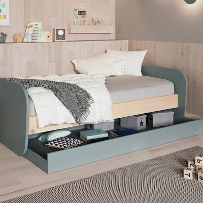 Cama Infantil Dupla Verde com Gaveta Esteban