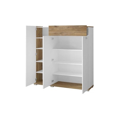 Aparador Alto Moderno em Branco e Carvalho | Lars