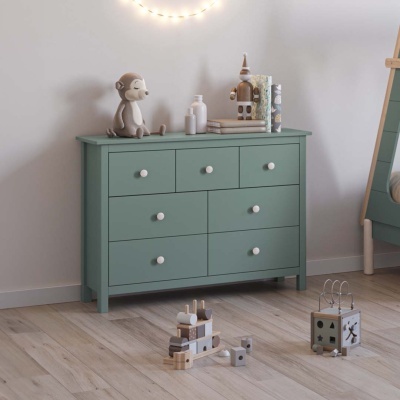 Cómoda Para Criança com 7 Gavetas em Verde