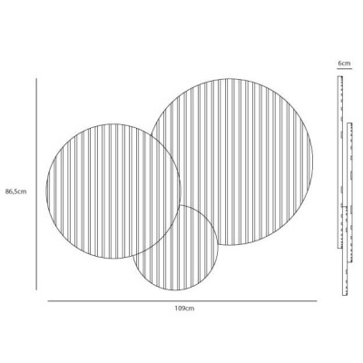 Painel Decorativo Ripado - Conjunto de 3 Círculos Painel Decorativo Ripado - Conjunto de 3 Círculos