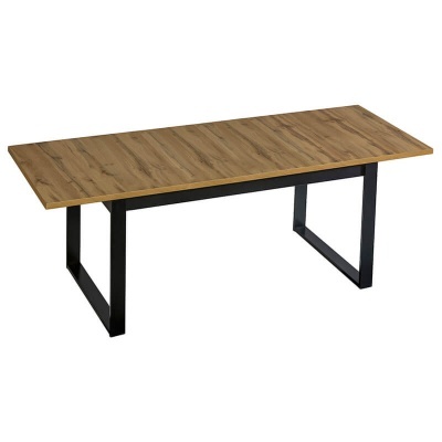 Mesa Jantar Extensível Carvalho e Preto Lamelo