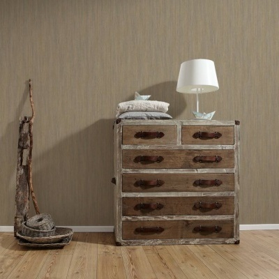 Papel de Parede Tropical, Folhas, Uni, Castanho, Dourado, Metálico 32882-5