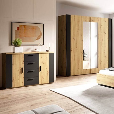 Quarto Completo Cama 160x200 Carvalho Natural Quarto Completo Cama 160x200 Carvalho Natural