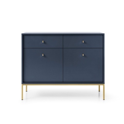 Aparador Azul Navi com Pernas em Dourado Mono