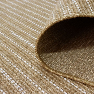 Tapete Interior e Exterior Belize Riscas Bege e Branco