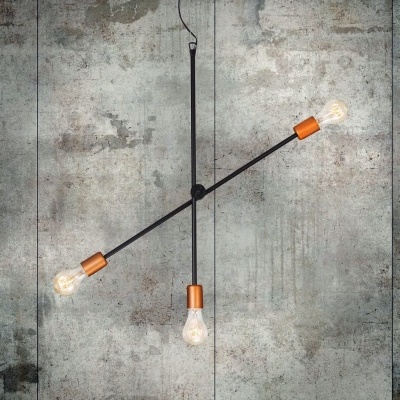 Candeeiro Suspenso Preto e Cobre Sticks III