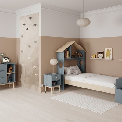 Cama Infantil com Telhado e Baú 90x190 cm Casinha Verde