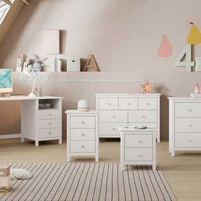 Mesa de Cabeceira Para Criança com 2 Gavetas em Branco