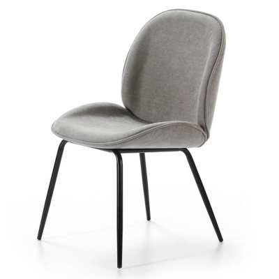 Conjunto de 4 Cadeiras Design Italiano Veludo Cinzento