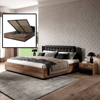 Quarto Completo Cama 160x200 Carvalho e Preto