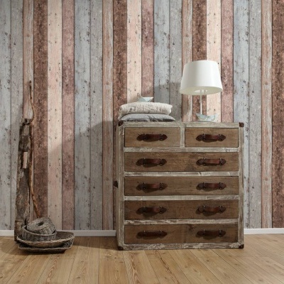 Papel de Parede Madeira, 3D, Preto, Dourado, Cinza 8550-39