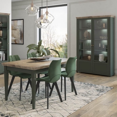 Mesa de Jantar Extensível 160 a 240 cm Verde e Carvalho Evora Mesa de Jantar Extensível 160 a 240 cm Verde e Carvalho Evora