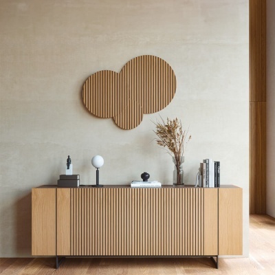 Painel Decorativo Ripado - Conjunto de 3 Círculos