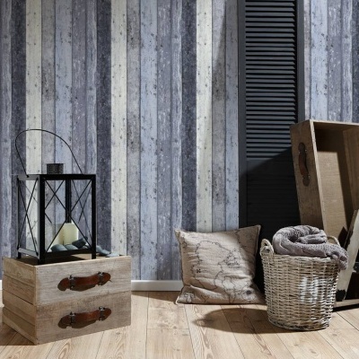 Papel de Parede Madeira, Casa de Campo, Azul 8550-60