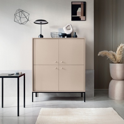 Aparador Alto Bege com Pernas em Preto Mono