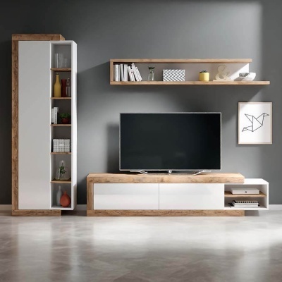 Sala Completa Moderna em Branco e Carvalho | Sintra