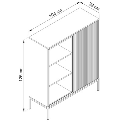 Aparador Carvalho com Ripas e Porta de Vidro Sento