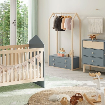 Cómoda Para Criança com 3 Gavetas em Verde e Pinho