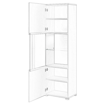 Armário Vitrine Alto Moderno Nórdico em Carvalho Tulsa