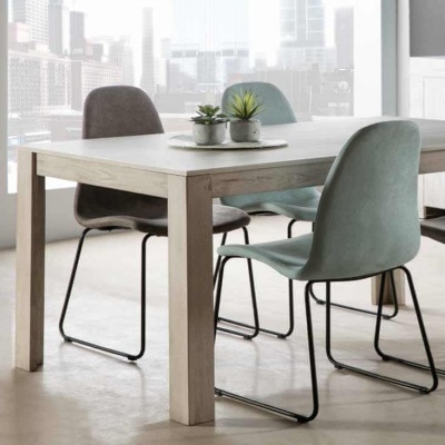 Conjunto de 4 Cadeiras Design Italiano Tecido Turquesa