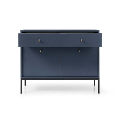 Aparador Azul Navi com Pernas em Preto Mono