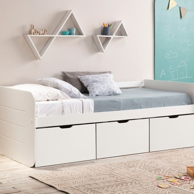 Cama Infantil Branca com 3 Gavetas Abbot