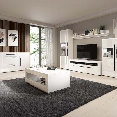 Sala de Estar Moderna Completa em Branco Tulsa