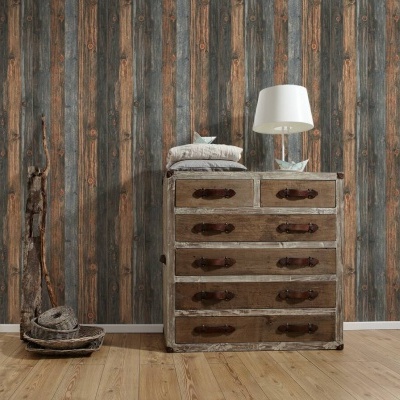 Papel de Parede Madeira, Casa de Campo, Bege, Castanho, Cinzento 9593-11