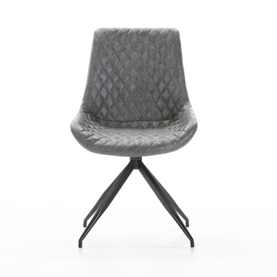 Cadeira de Jantar Giratória 360.º em Pele Cinza