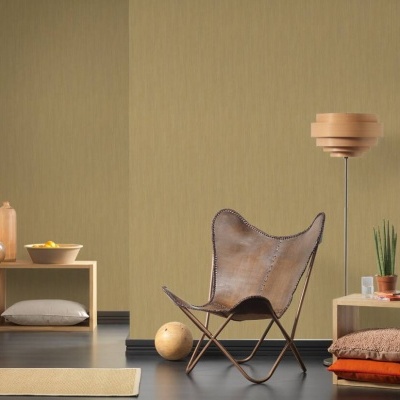 Papel de Parede Tropical, Folhas, Uni, Castanho, Dourado, Metálico, Amarelo 32882-9