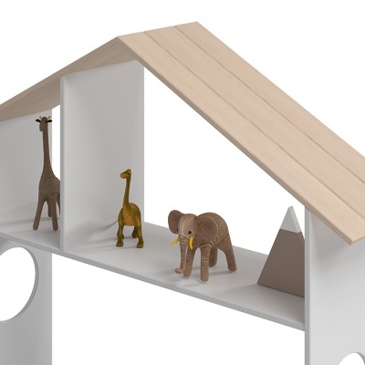 Cama Infantil com Telhado e Baú 90x190 cm Casinha Branca