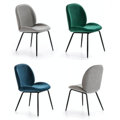 Conjunto de 4 Cadeiras Design Italiano Veludo Cinzento