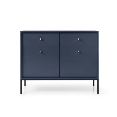 Aparador Azul Navi com Pernas em Preto Mono