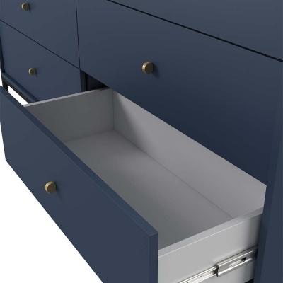 Aparador com 6 Gavetas Azul Navi com Pernas em Preto Mono