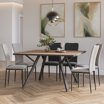 Mesa de Jantar Retangular com Pernas de Metal Preto