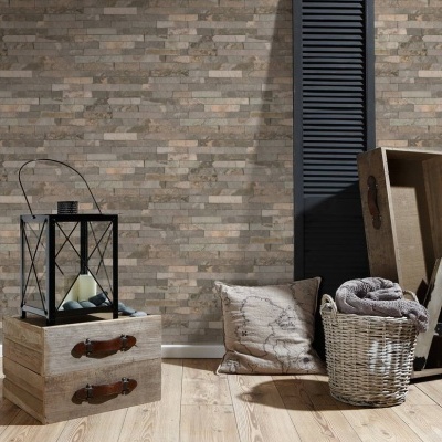 Papel de Parede Pedra, Casa de Campo, Bege, Castanho 35582-2