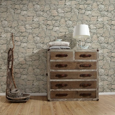 Papel de Parede Pedra, Casa de Campo, Bege, Preto, Cinza 95863-2