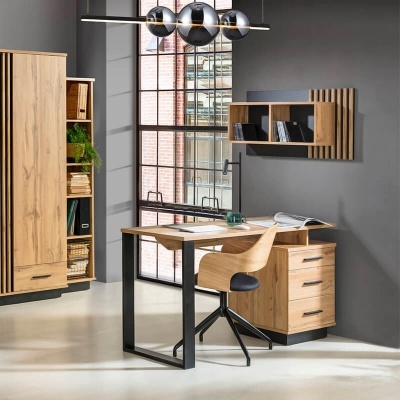 Secretaria Computador Carvalho e Preto Lamelo